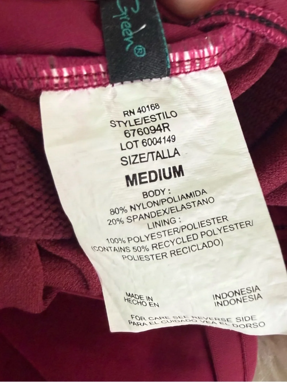 Aqua Green One Piece Swimsuit Size Medium Magenta Ruched Tummy Control